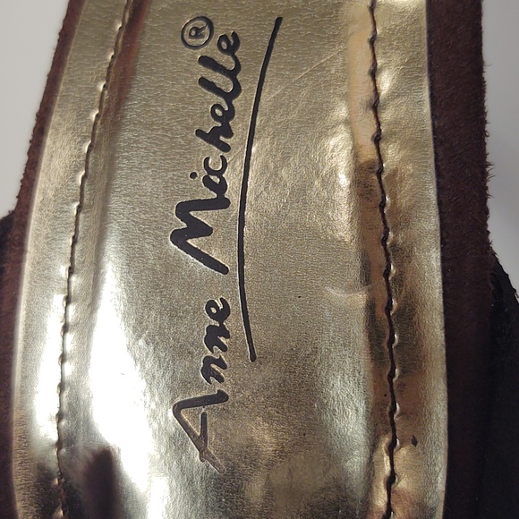*SALE* Preloved Ann Michelle Suede Chocolate Fringe Stiletto Heels Size 9 - Picture 7 of 9